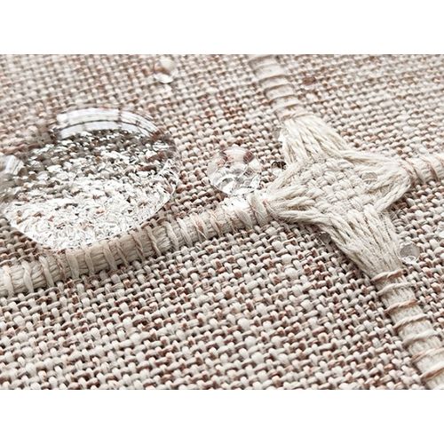 180*180cm Rideau De Douche à Pompon En Polyester Lin Kaki , Rideau De Douche Imperméable