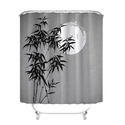 180*180cm Rideau De Douche En Bambou, Rideau De Douche Imperméable Avec Crochets, Haute Qualité