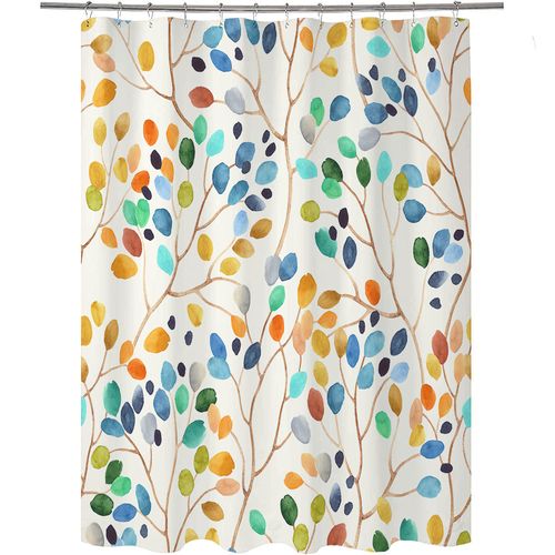 180*180cm Rideau De Douche Fleurs Botaniques Avec Crochets Rideau De Douche Imperméable