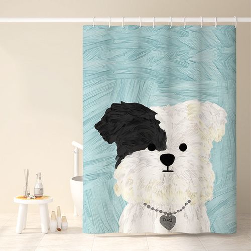 120*180cm Cartoon Puppy Shower Curtain 2#, Rideau De Douche Imperméable Avec Crochets