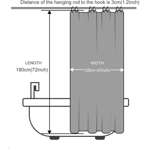 Petit Rideau De Noir Foncé Tissu Imperméable Lavable En Polyester Anti Moisissure Rideau Douche