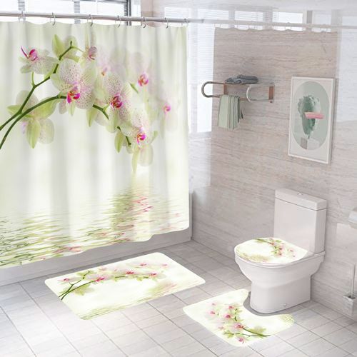 Rideau De Douche En Polyester Imperméable Avec Crochets Moderne 180 X 180 Cm Flowers