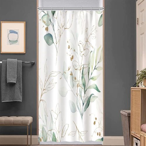 120x180cm，rideau Douche Feuilles D'eucalyptus , Rideau De Douche Feuille Vert Botanique Rideau