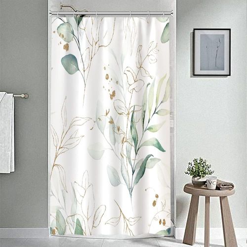 120x180cm，rideau Douche Feuilles D'eucalyptus , Rideau De Douche Feuille Vert Botanique Rideau