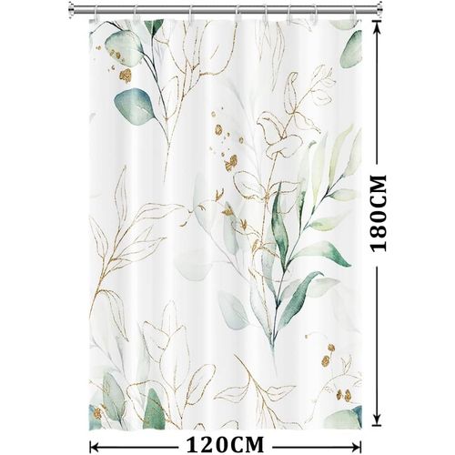 120x180cm，rideau Douche Feuilles D'eucalyptus , Rideau De Douche Feuille Vert Botanique Rideau