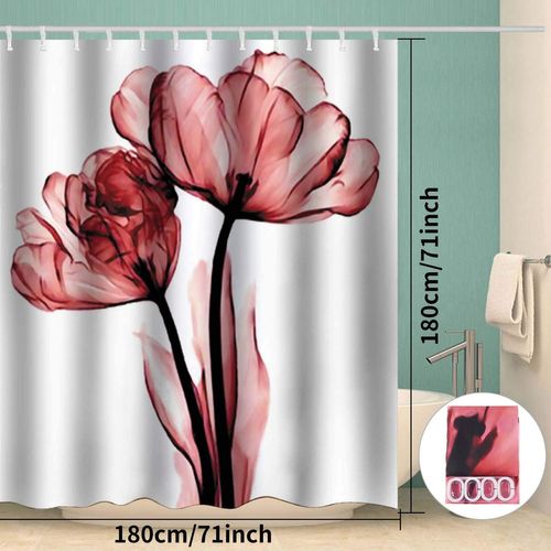 180x180cm，rideau De Douche Rideau De Salle De Bain 3d Imperméable Avec 12 Anneaux Crochets