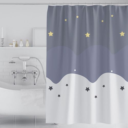 Motif Étoile  Rideau De Douche 180x200cm Polyester Imperméable Tissu Lavable En Machine Rideau
