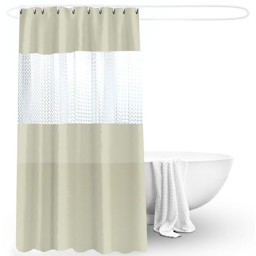 Couleur Beige Rideau De Douche 200x180cm Rideau De Bain Eva Semi-transparent Imperméable