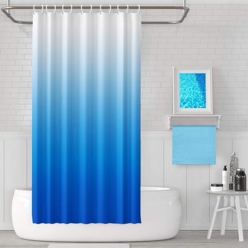 Bleu Rideau De Douche En Polyester Imperméable Anti-moisissure, Rideau De Douche 180×180 Cm