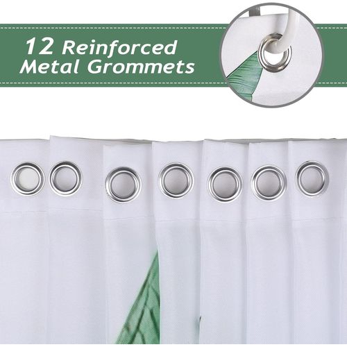 180 X 180 Cm Avec 12 Crochets Rideau De Douche Feuille De Bananier Vert Plantes Tropicales