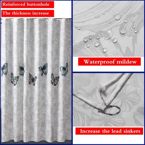 Rideau De Douche 180 X 200 Cm Anti-moisissure Résistant Imperméable Épaissir Tissu Polyester Sall