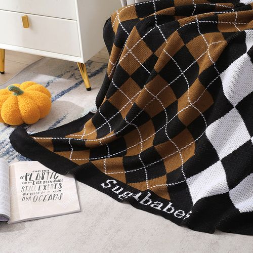 110x130cm Couverture Tricotée Petit Ours De Café Plaid Doux Confortable Durable