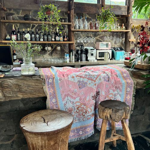 Plaid Modèle Tricotée Décorée Avec Des Franges Bohême - 160x130 Cm - Rose