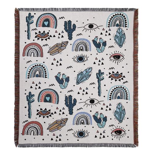 Plaid Tricotée Décorée Avec Des Franges Bohême - 160x130cm
