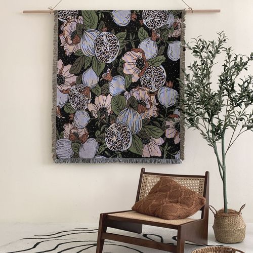 Plaid Tricotée Décorée Avec Des Franges Bohême - 160x130 Cm