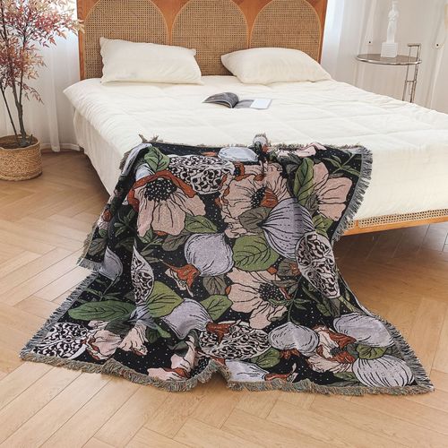 Plaid Tricotée Décorée Avec Des Franges Bohême - 160x130 Cm