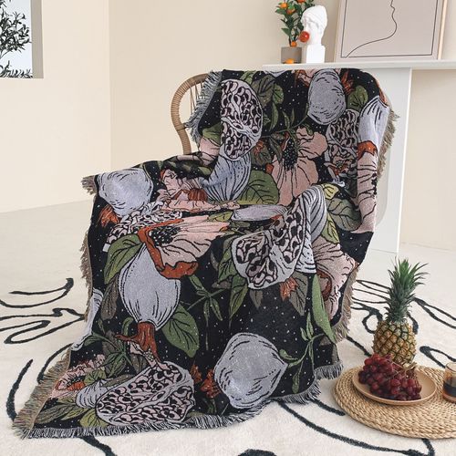 Plaid Tricotée Décorée Avec Des Franges Bohême - 160x130 Cm