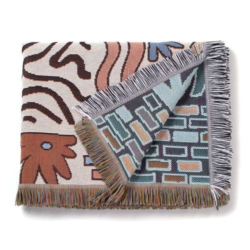 Plaid Tricotée Décorée Avec Des Franges Bohême - 160x130cm
