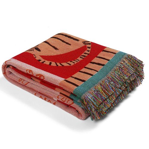 Plaid Animaux Tricotée Décorée Avec Des Franges Bohême - 160x130cm