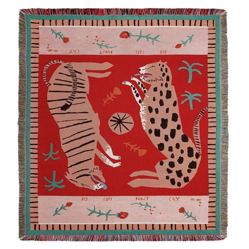 Plaid Animaux Tricotée Décorée Avec Des Franges Bohême - 160x130cm