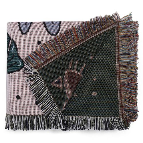 Plaid Tigre Tricotée Décorée Avec Des Franges Bohême - 160x130 Cm