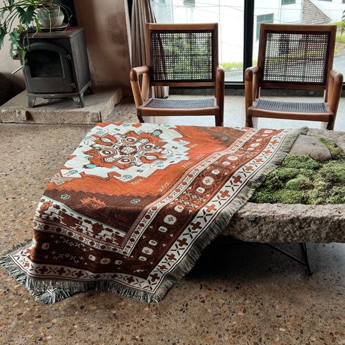 Plaid Tricotée Décorée Avec Des Franges Bohême - 160x130 Cm - Marron