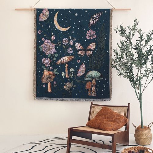 Plaid De Canapé Tricotée Décorée Avec Des Franges - 160x130 Cm - Bleu