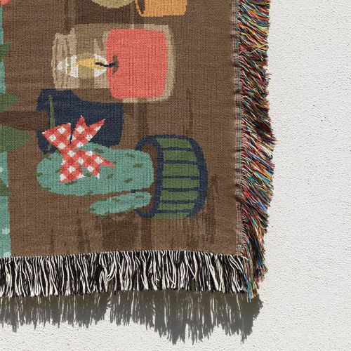 Couverture Tricotée Noël Avec Des Franges Bohême - 160x130 Cm