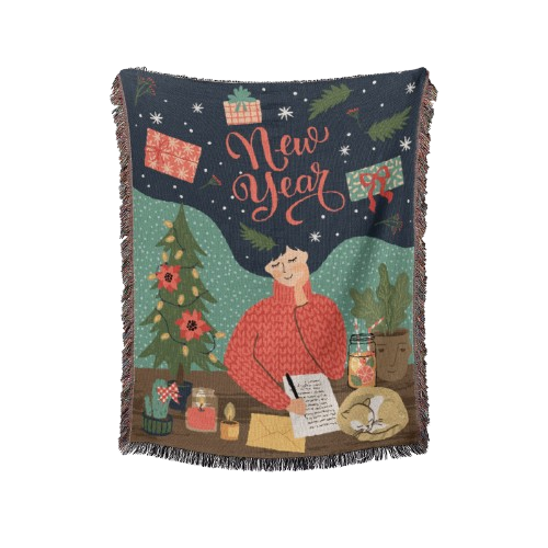 Couverture Tricotée Noël Avec Des Franges Bohême - 160x130 Cm