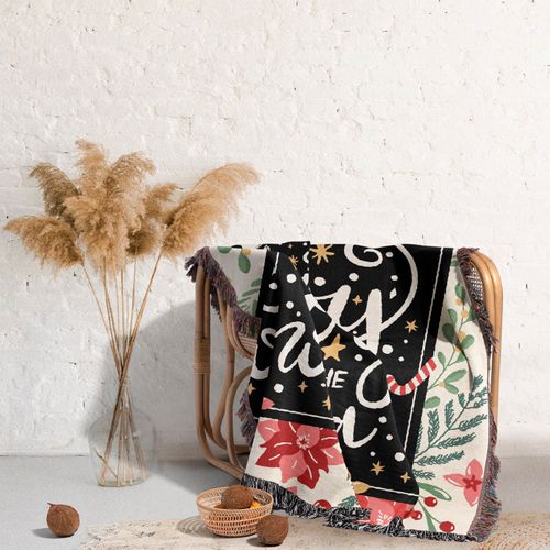 Couverture Tricotée Décorée Avec Des Franges Bohême 160x130cm