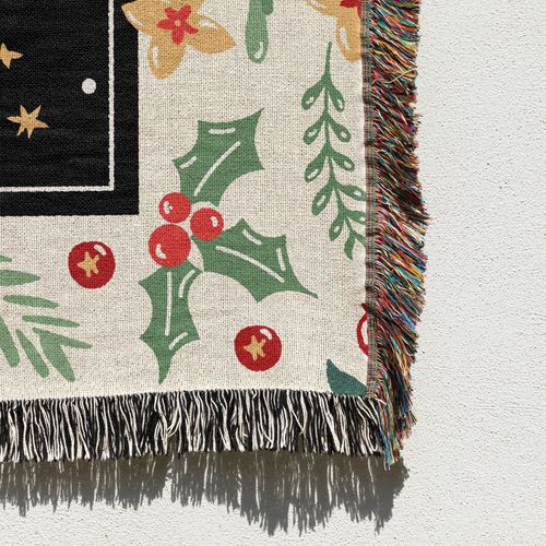 Couverture Tricotée Décorée Avec Des Franges Bohême 160x130cm