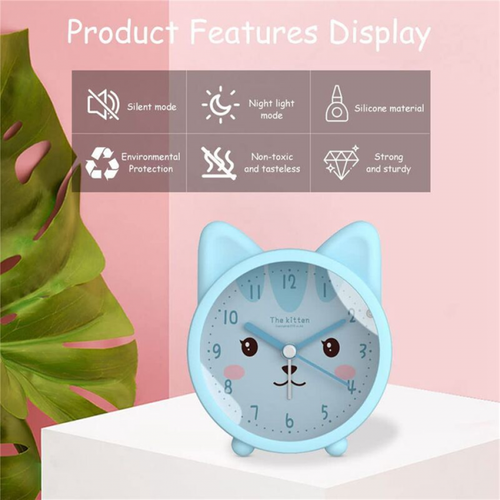 Réveil Animal Mignon Pour Enfants, Chat/réveil -tac, Réveil De Bureau Silencieux Avec -éclairage
