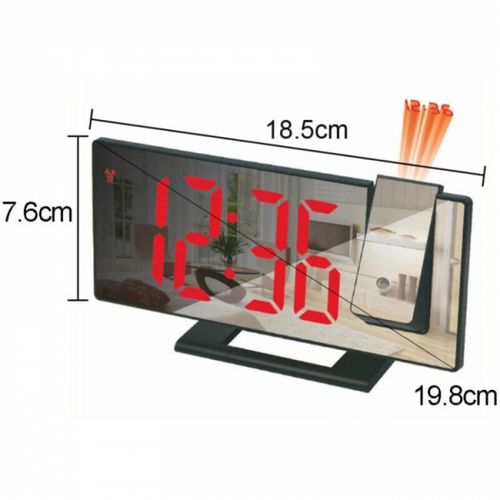 (boîtier Noir Avec Texte Rouge) Réveil Projecteur, Réveil à Projection 180°, Horloge Numérique