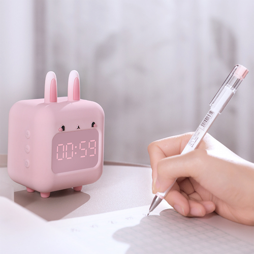 Rose Réveil Numérique Pour Enfants, Lapin Avec Veilleuse, Minuteur Et Répétition, Horloge