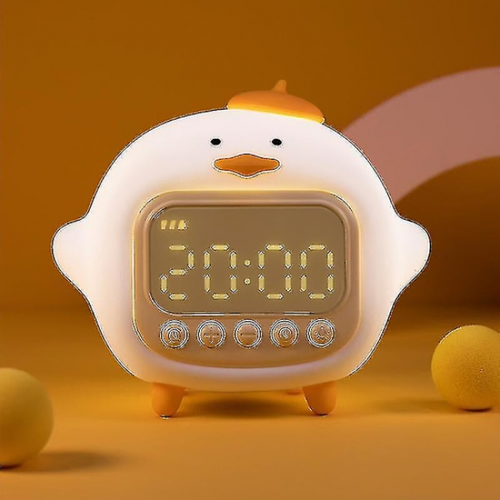 (blanc) Réveil Hug Duck Veilleuse Avec Heure Horloge Électronique Rechargeable Créative