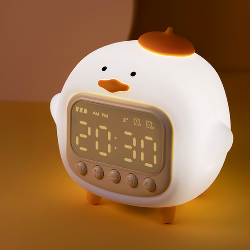 (blanc) Réveil Hug Duck Veilleuse Avec Heure Horloge Électronique Rechargeable Créative