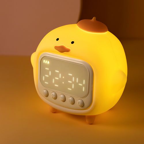 (jaune) Réveil Hug Duck Veilleuse Avec Heure Horloge Électronique Créative Rechargeable
