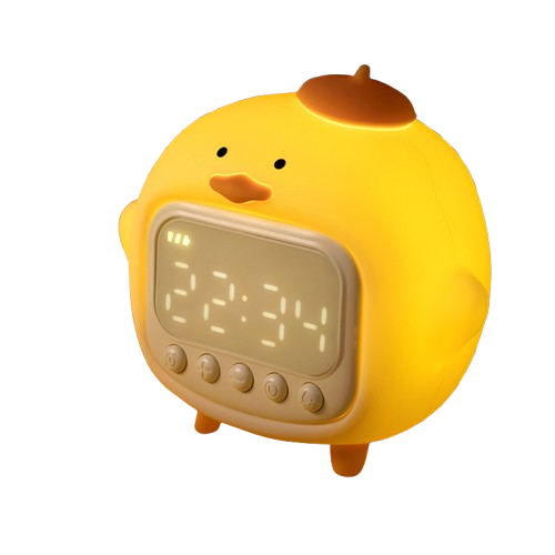 (jaune) Réveil Hug Duck Veilleuse Avec Heure Horloge Électronique Créative Rechargeable