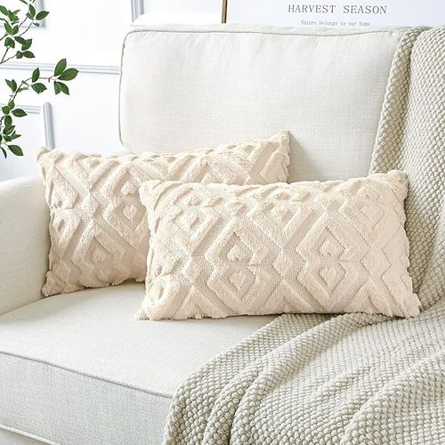 2 Pieces Doux Peluche Laine Courte Velours Décoratif Housses De Coussin Luxe Style Pour Canapé