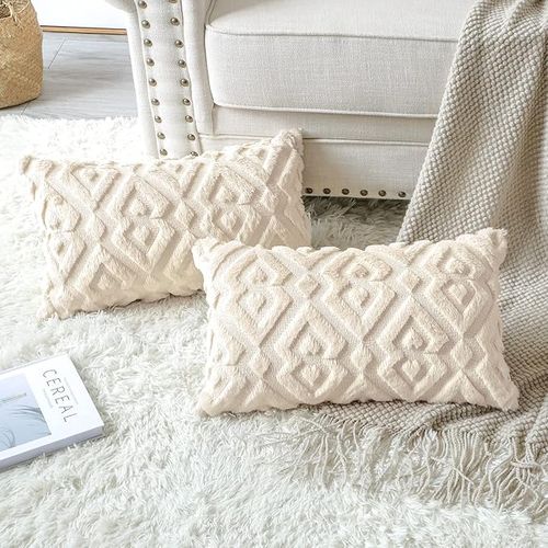 2 Pieces Doux Peluche Laine Courte Velours Décoratif Housses De Coussin Luxe Style Pour Canapé