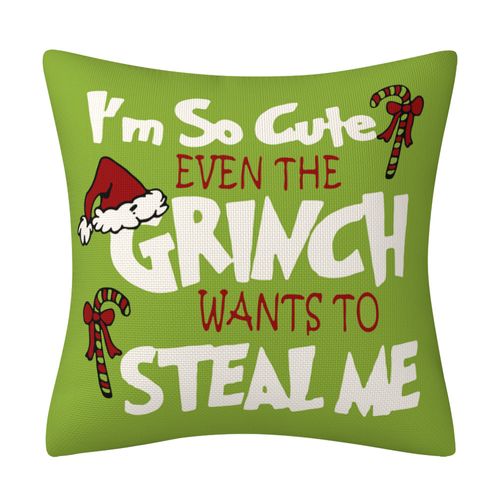 Grinch Christmas Throw Taie D'oreiller Décor à La Maison Oreiller Canapé Coussin En Lin