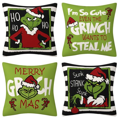 Grinch Christmas Throw Taie D'oreiller Décor à La Maison Oreiller Canapé Coussin En Lin