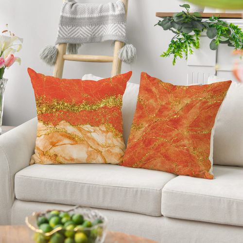 Housse De Coussin à Encre Orange Simple, Housse De Coussin De Canapé Pour Housse De Coussin