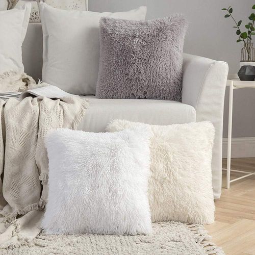 Lot De 2 Housses De Coussin De Canapé En Fourrure De Luxe, Décor De Canapé, Chambre à Coucher