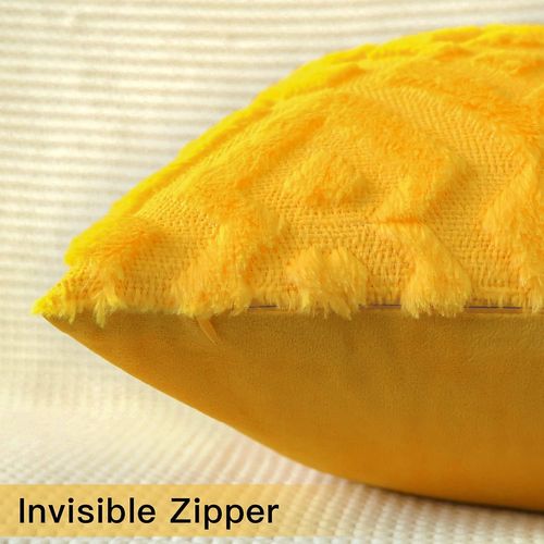 Lot De 2 Housses De Coussin Décoratives En Velours Court En Laine Peluche Douce Style Luxueux