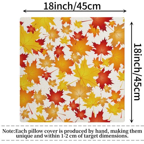 Lot De 4 Housses De Coussin 45 X 45 Cm Doré Automne Décoratif Canapé Taie D'oreiller Décoratio