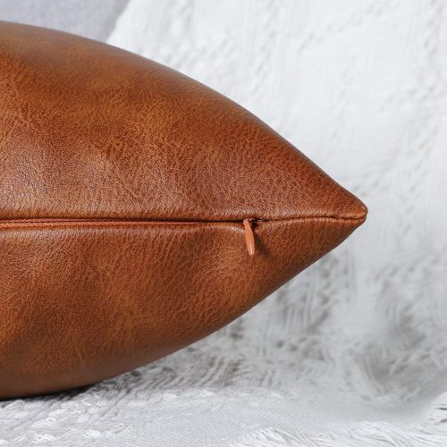 Lot De 2 45*45 Cm Housses De Coussins Luxe En Cuir Artificiel Décoration Confortable Moderne