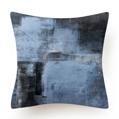 Housse De Coussin 45x45 Cm Canapé Taie D'oreiller Décoratif Carré  Bleu Et Bleu Ardoise