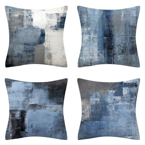 Housse De Coussin 45x45 Cm Canapé Taie D'oreiller Décoratif Carré  Bleu Et Bleu Ardoise