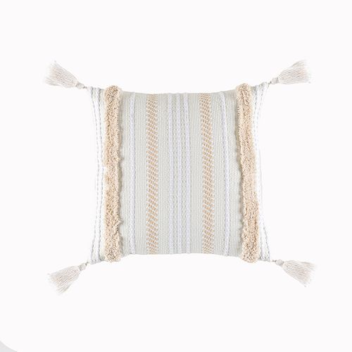 Lot De 2 Boho Housse De Coussin, Décoratives Doux Taies D'oreiller 45x45cm Avec Tufted Tassel